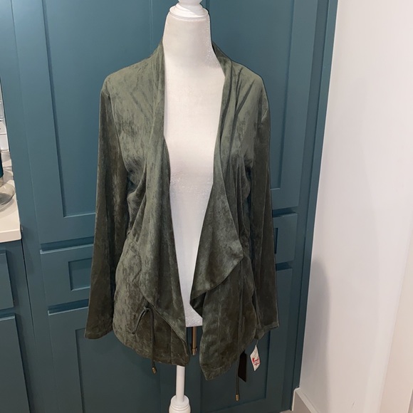 NWT Blanknyc Faux Suede Drapey Jacket in Green - Picture 2 of 8